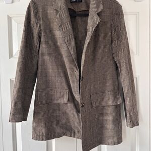 Classic Brown Plaid Women's Blazer